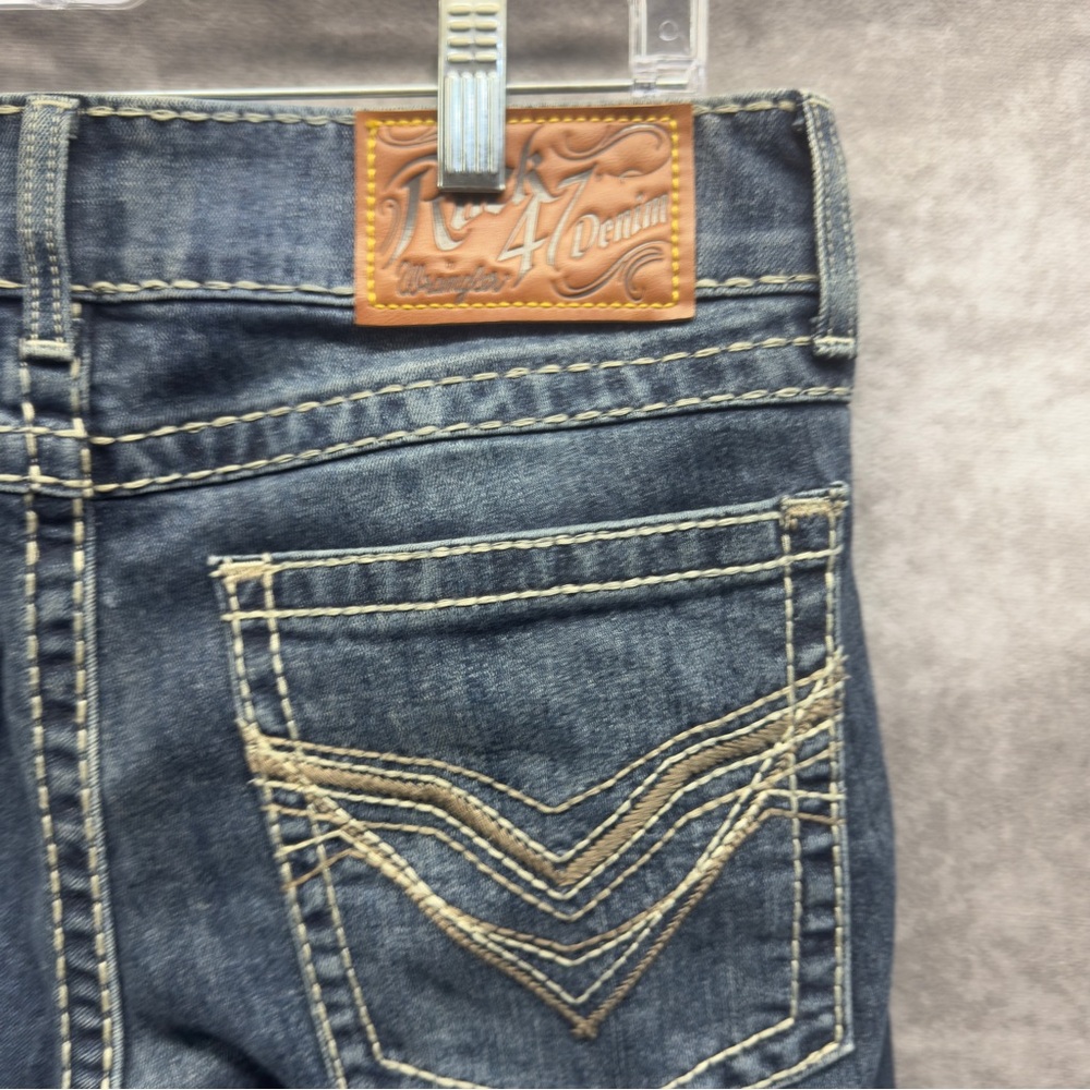 Rock 47 Denim Jeans Wrangler Western Slim Straight 30x36 - Picture 3 of 6